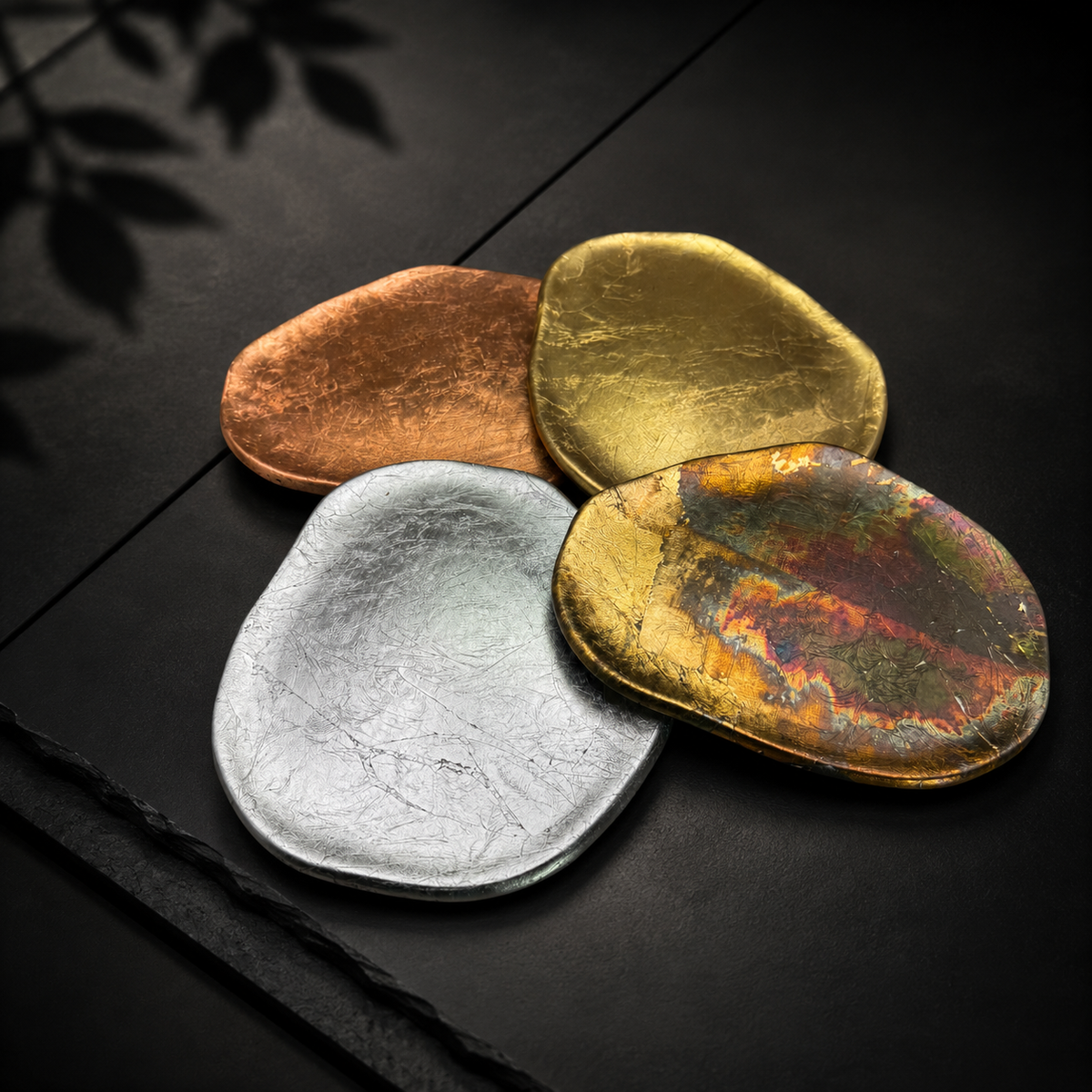 白磁プレート 箔貼り White Porcelain Foil Plate