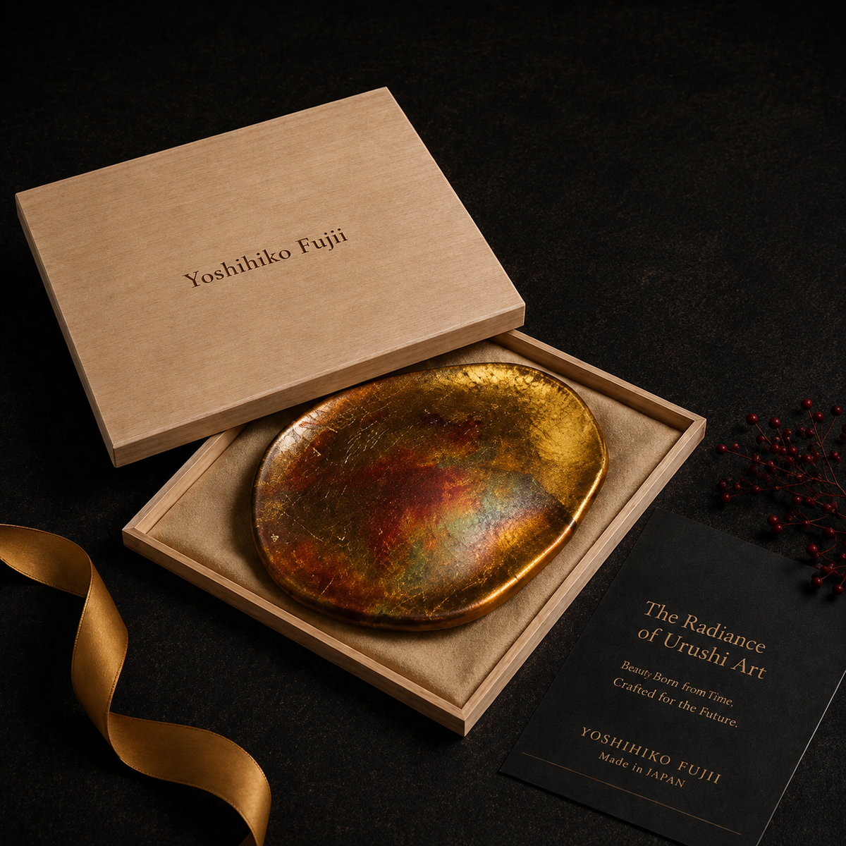 白磁プレート 箔貼り White Porcelain Foil Plate